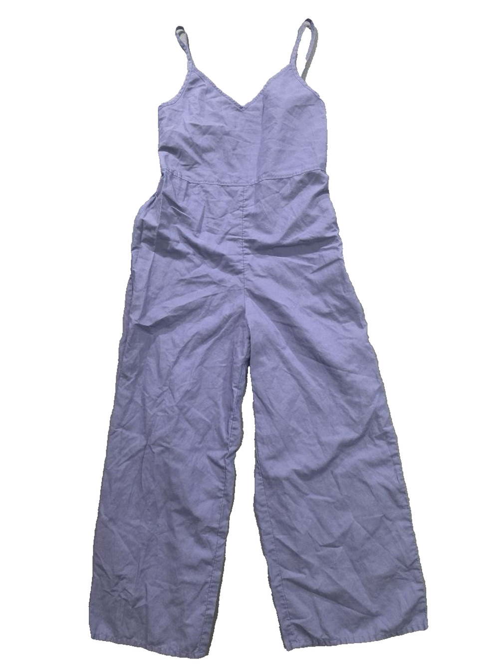 Uniqlo Linen V-Neck Camisole Jumpsuit Wide Leg Y2K Minimalist Pockets XS A008561